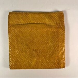 Efika square leather wallet in yellow snake embossed leather